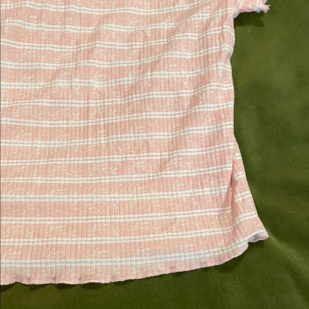 Sleep On It Pink and White Striped Tee Size 7-8